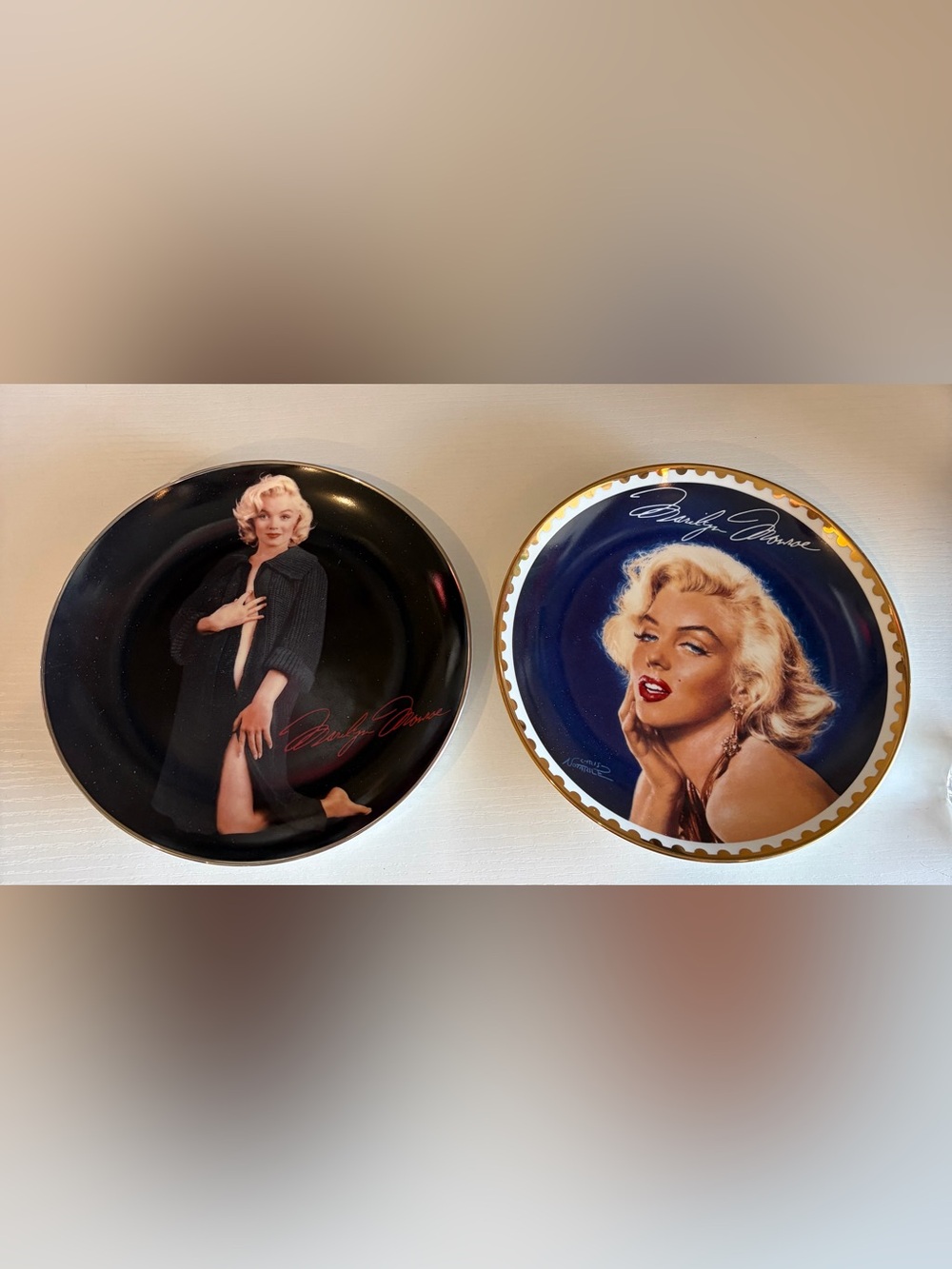 The Bradford Exchange Marilyn Collector Combo Plates in Black, Blue and Gold